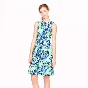 J. Crew Blue/Green Floral Mini Dress w/ pockets